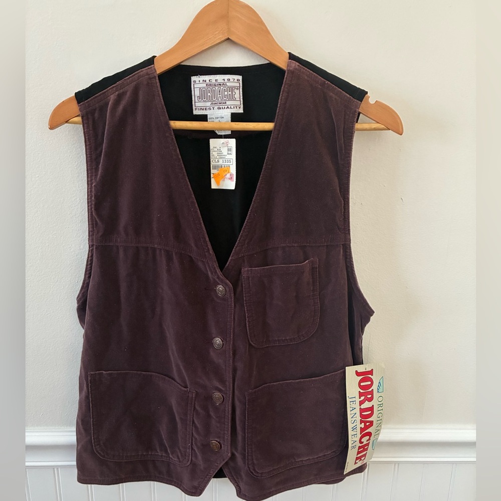 NWT 90’s Vintage Jordache Cotton Vest in Plum/Black, Size L